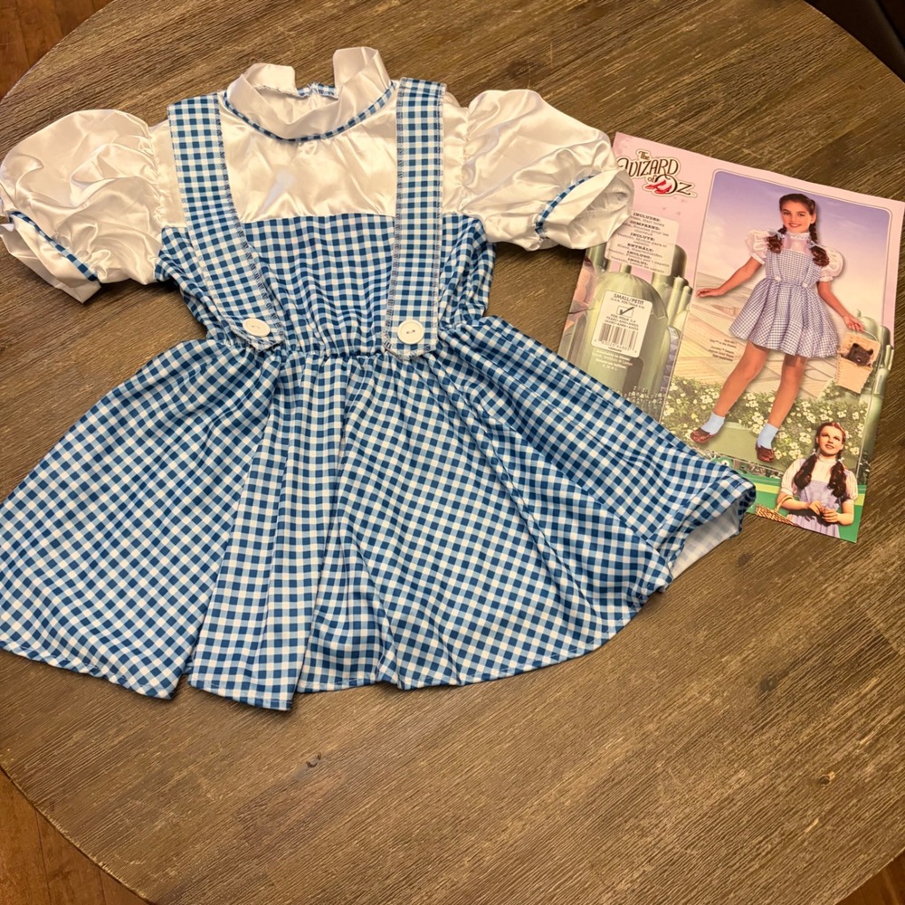 Wizard of Oz Dorothy Girls Costume Small 3-4 Blue Gingham Dress Rubie's